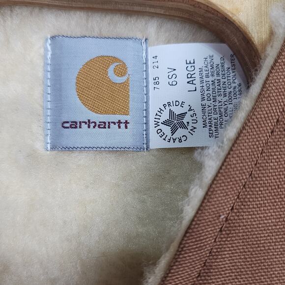 Carhartt Vest Men's L Duck Canvas 6SV Sherpa Lined Hunting Made In USA - Picture 4 of 6